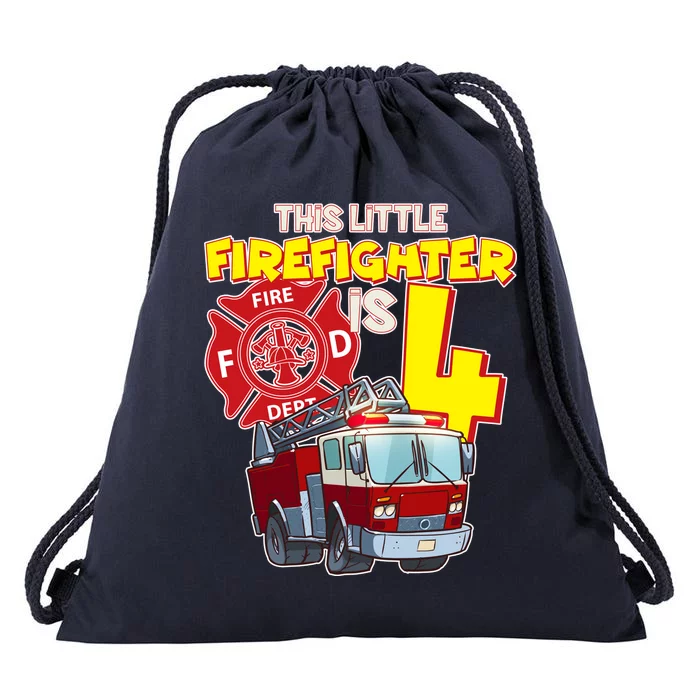 4th Birthday This Little Firefighter Is Four Drawstring Bag