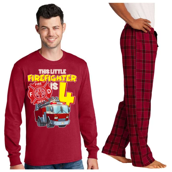 4th Birthday This Little Firefighter Is Four Long Sleeve Pajama Set