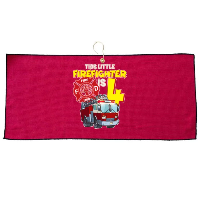 4th Birthday This Little Firefighter Is Four Large Microfiber Waffle Golf Towel