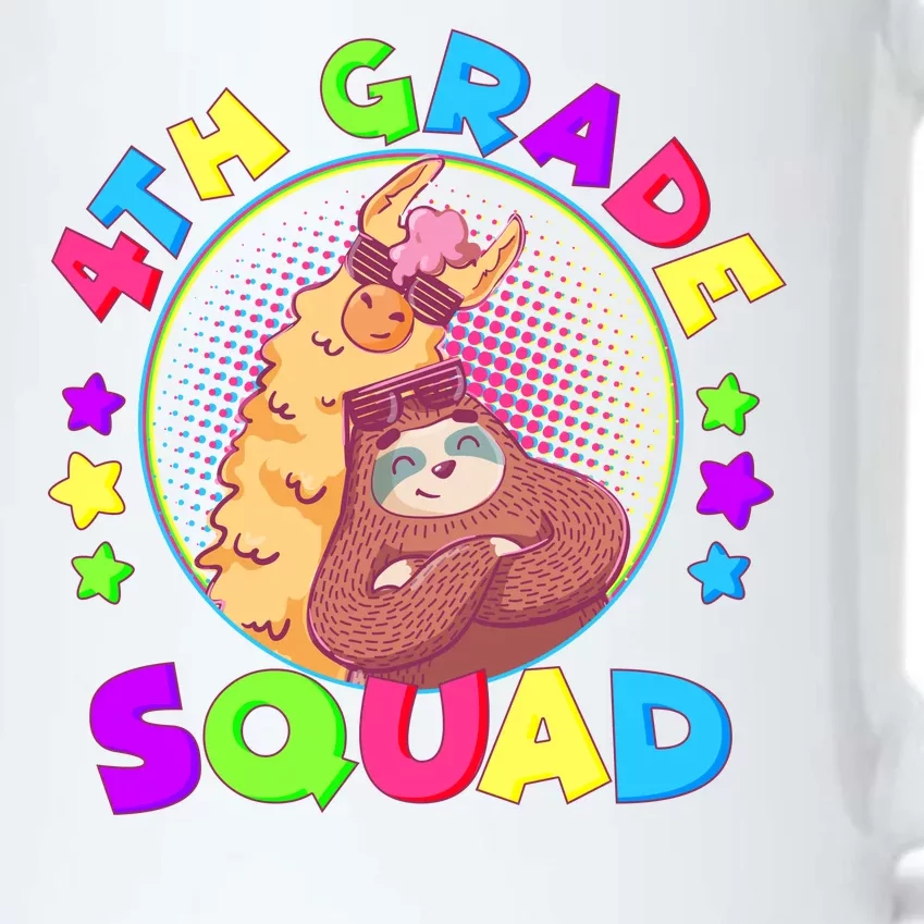 4th Grade Squad Llama Sloth Black Color Changing Mug