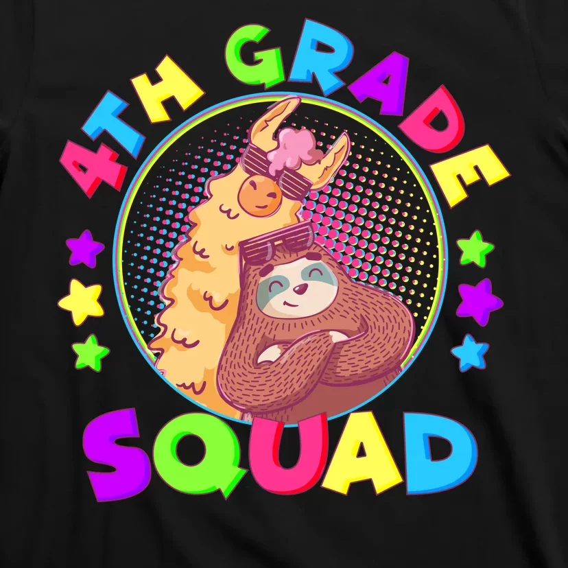 4th Grade Squad Llama Sloth T-Shirt