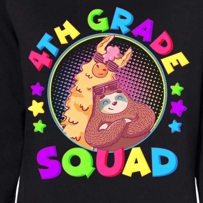 4th Grade Squad Llama Sloth Womens California Wash Sweatshirt