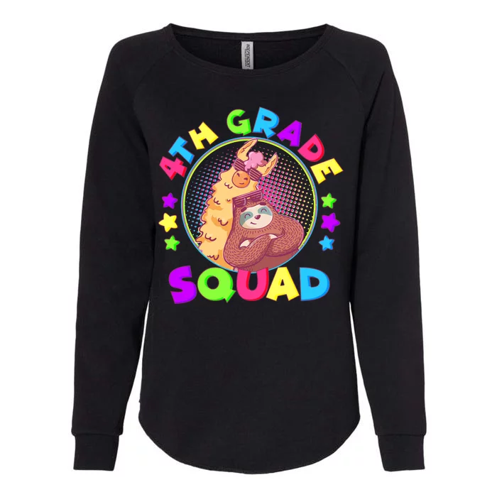 4th Grade Squad Llama Sloth Womens California Wash Sweatshirt