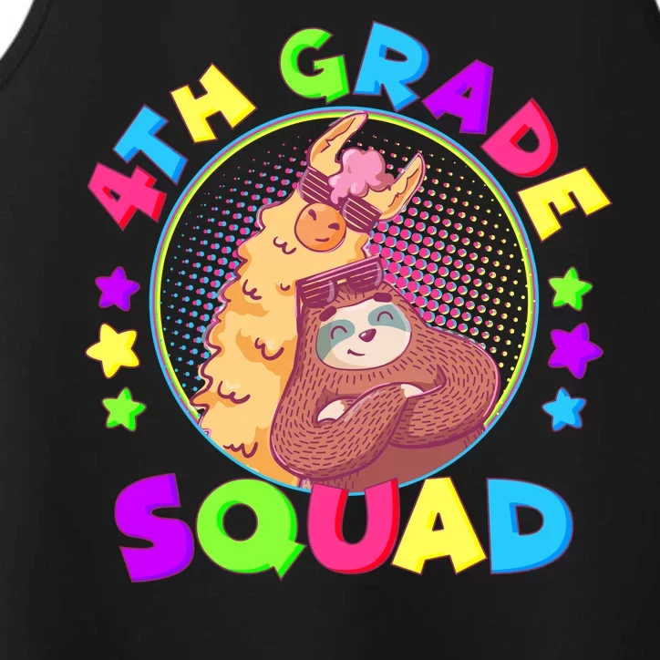 4th Grade Squad Llama Sloth Performance Tank