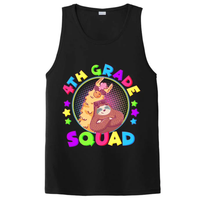 4th Grade Squad Llama Sloth Performance Tank