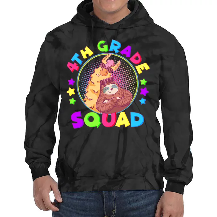 4th Grade Squad Llama Sloth Tie Dye Hoodie