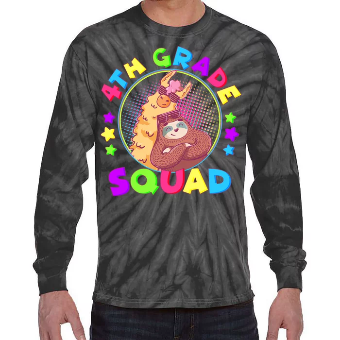 4th Grade Squad Llama Sloth Tie-Dye Long Sleeve Shirt