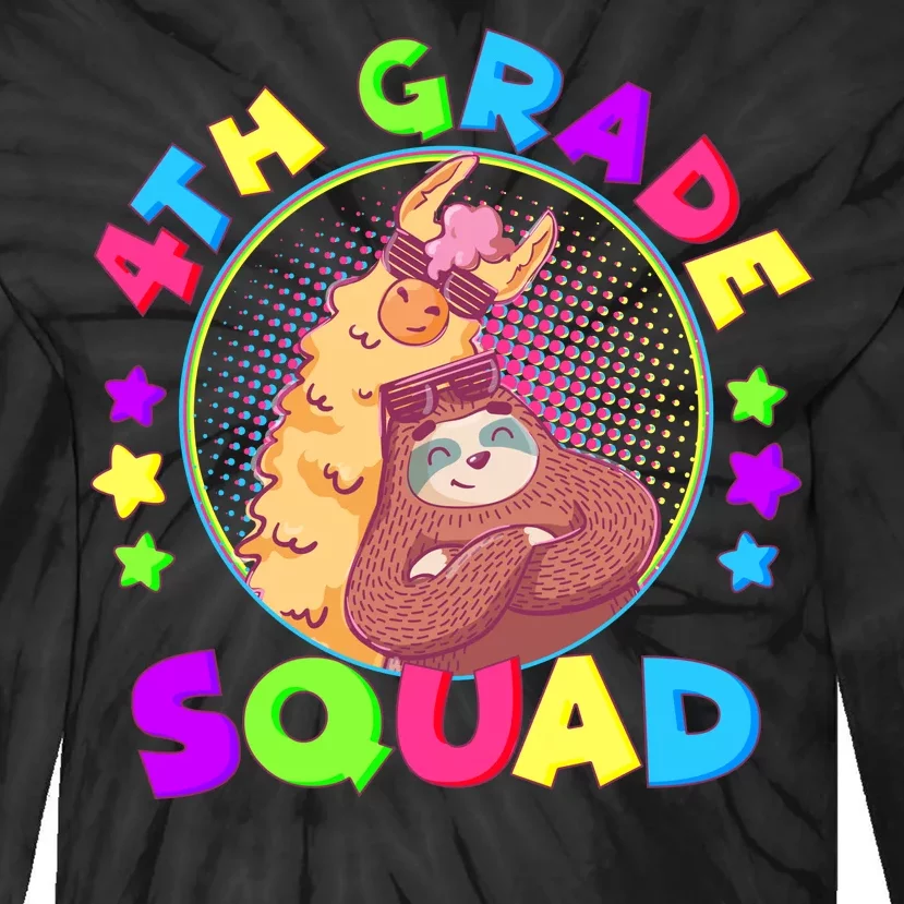 4th Grade Squad Llama Sloth Tie-Dye Long Sleeve Shirt