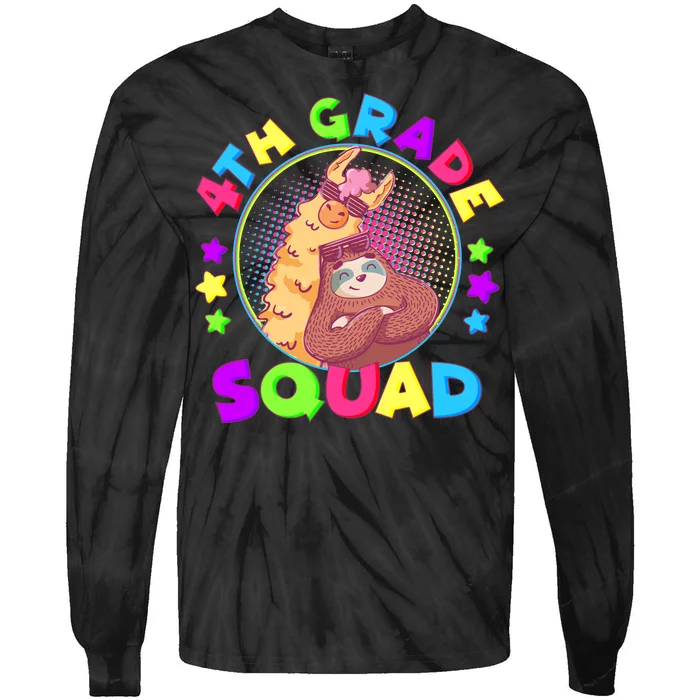 4th Grade Squad Llama Sloth Tie-Dye Long Sleeve Shirt