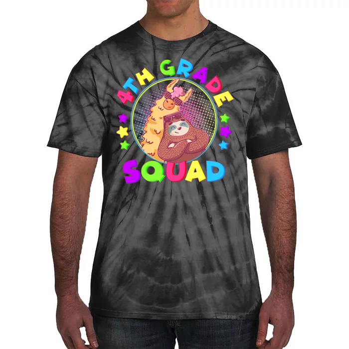 4th Grade Squad Llama Sloth Tie-Dye T-Shirt