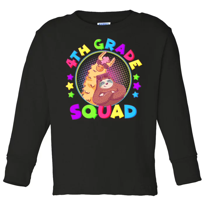 4th Grade Squad Llama Sloth Toddler Long Sleeve Shirt