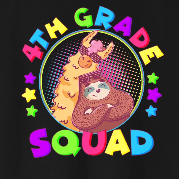 4th Grade Squad Llama Sloth Women's Crop Top Tee