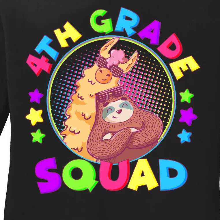 4th Grade Squad Llama Sloth Ladies Long Sleeve Shirt