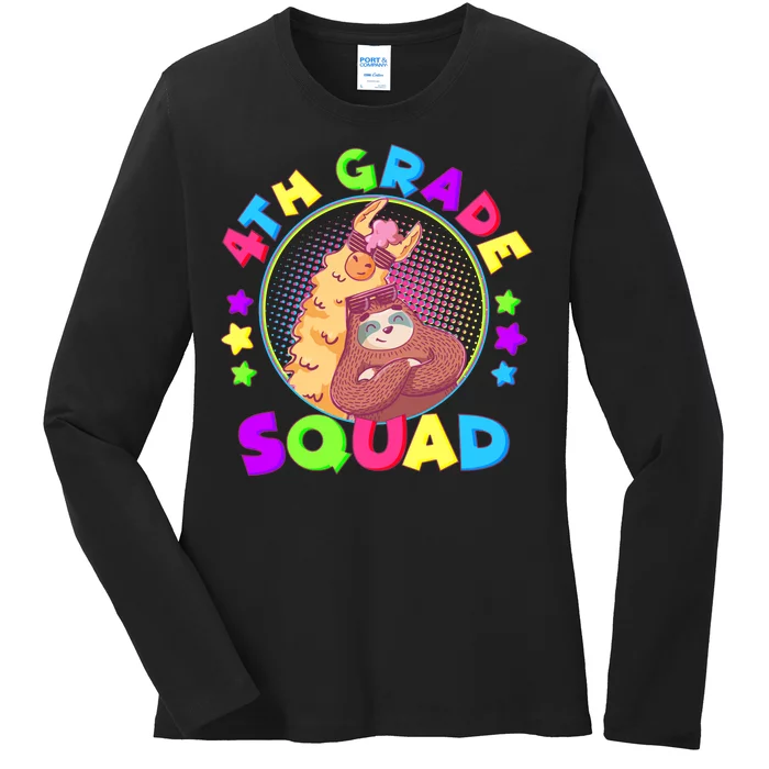 4th Grade Squad Llama Sloth Ladies Long Sleeve Shirt