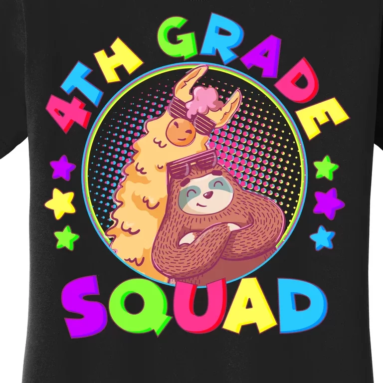 4th Grade Squad Llama Sloth Women's T-Shirt