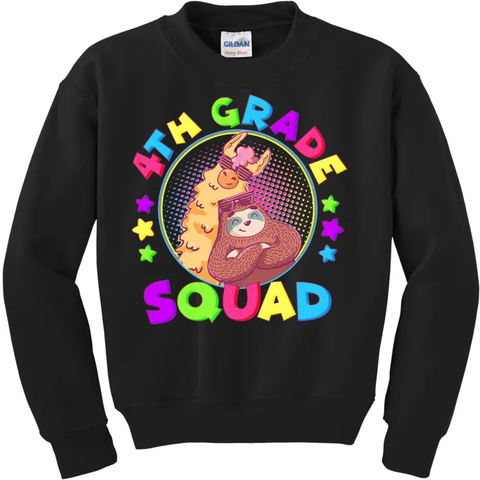 4th Grade Squad Llama Sloth Kids Sweatshirt