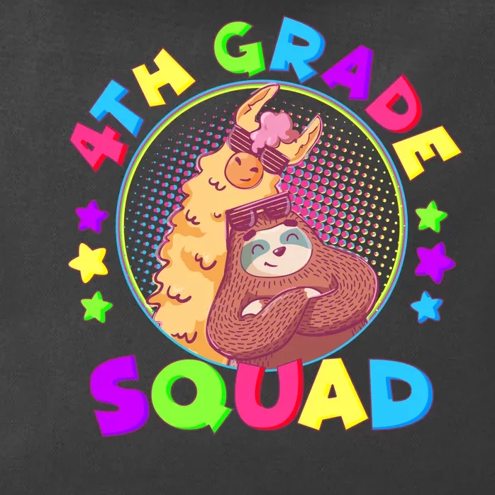 4th Grade Squad Llama Sloth Zip Tote Bag