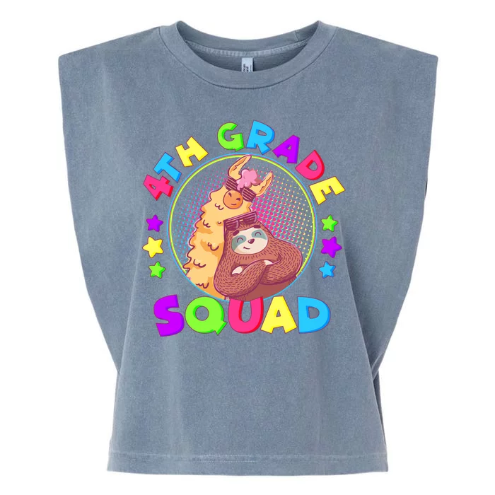 4th Grade Squad Llama Sloth Garment-Dyed Women's Muscle Tee