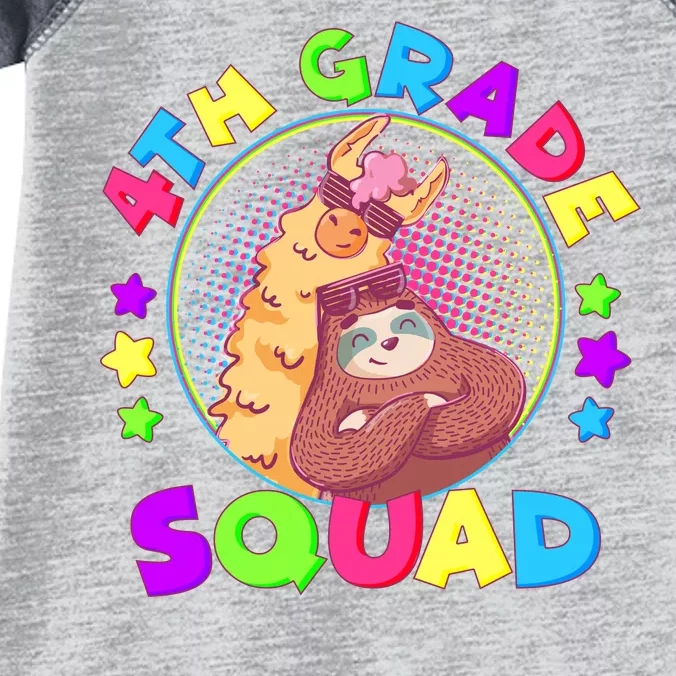 4th Grade Squad Llama Sloth Infant Baby Jersey Bodysuit