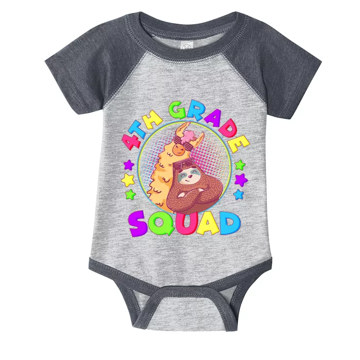 4th Grade Squad Llama Sloth Infant Baby Jersey Bodysuit