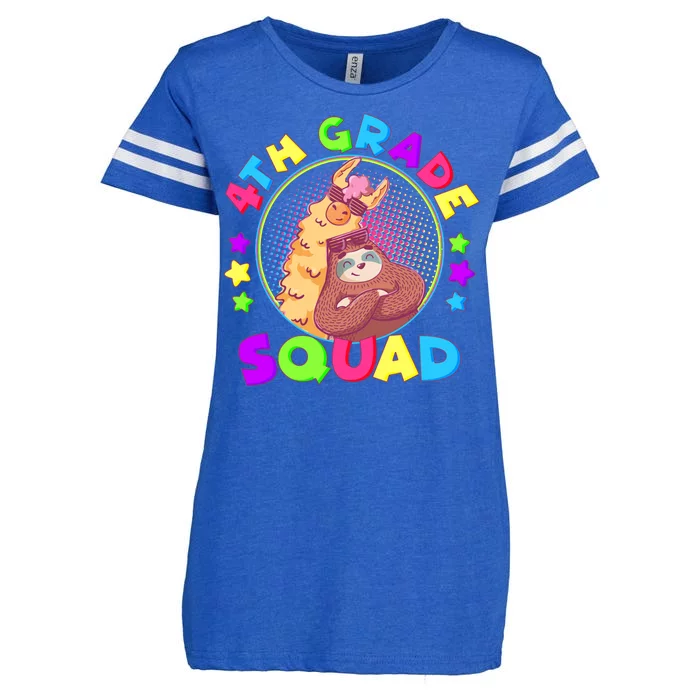 4th Grade Squad Llama Sloth Enza Ladies Jersey Football T-Shirt