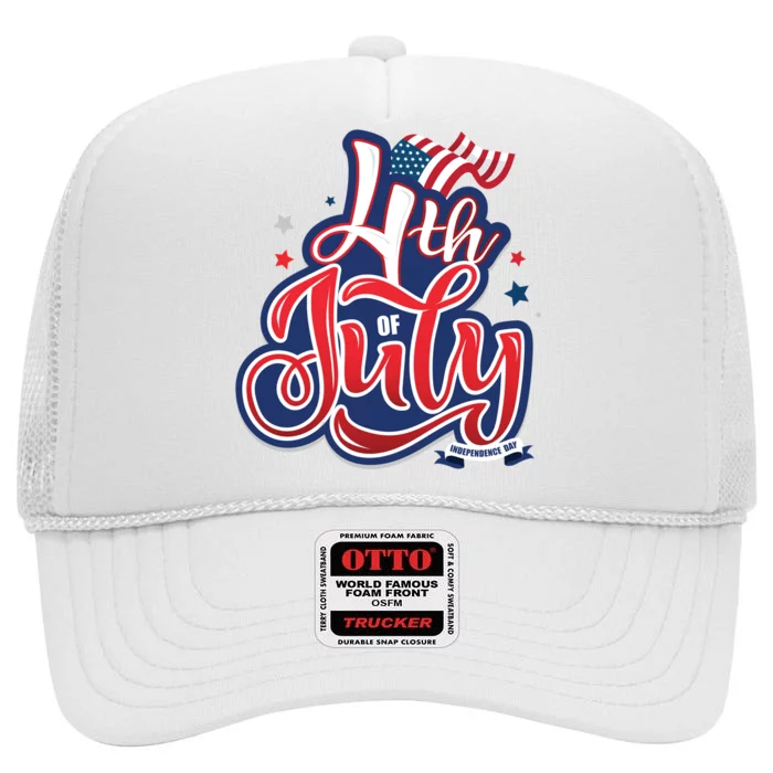 4th of July Celebrate USA Independence Day High Crown Mesh Trucker Hat