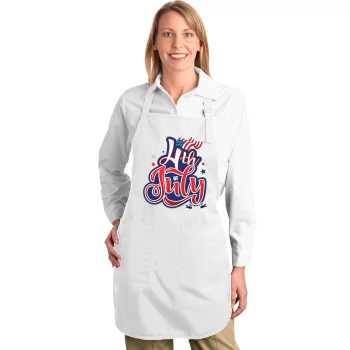 4th of July Celebrate USA Independence Day Full-Length Apron With Pocket