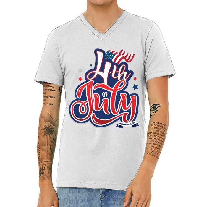 4th of July Celebrate USA Independence Day V-Neck T-Shirt