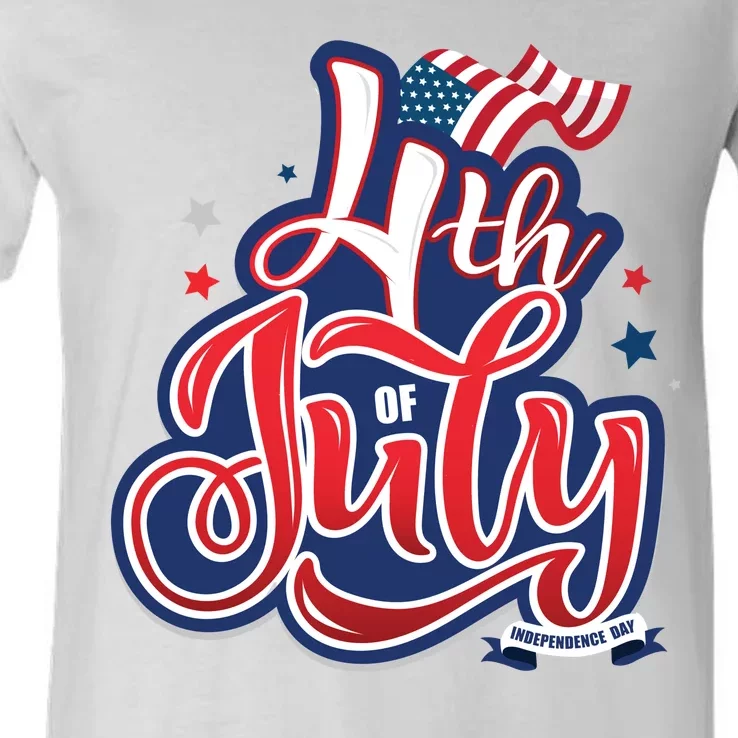 4th of July Celebrate USA Independence Day V-Neck T-Shirt