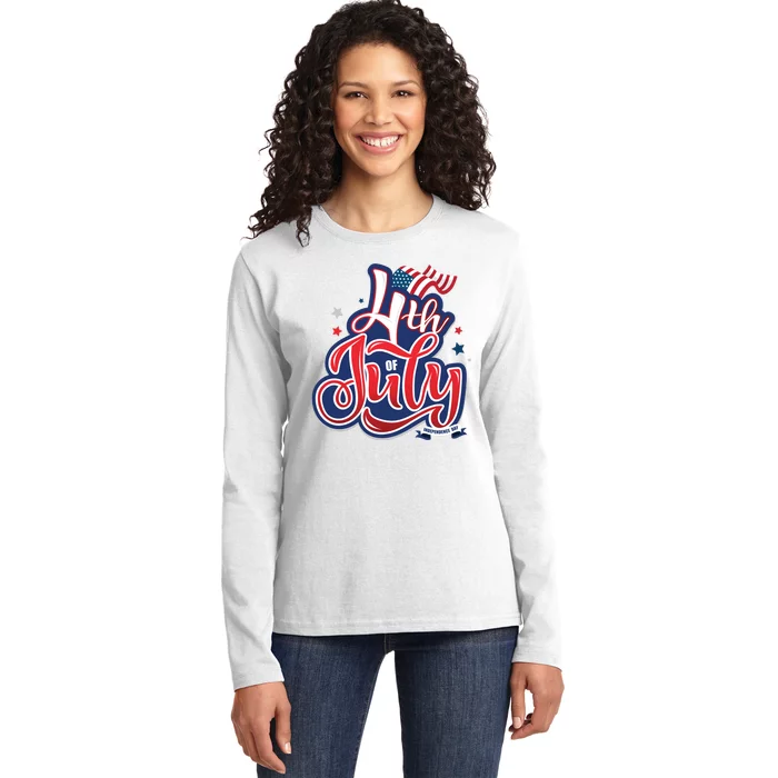 4th of July Celebrate USA Independence Day Ladies Long Sleeve Shirt