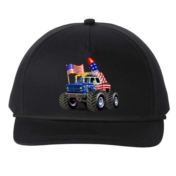 4th Of July Firecracker Monster Truck Snapback Five-Panel Rope Hat