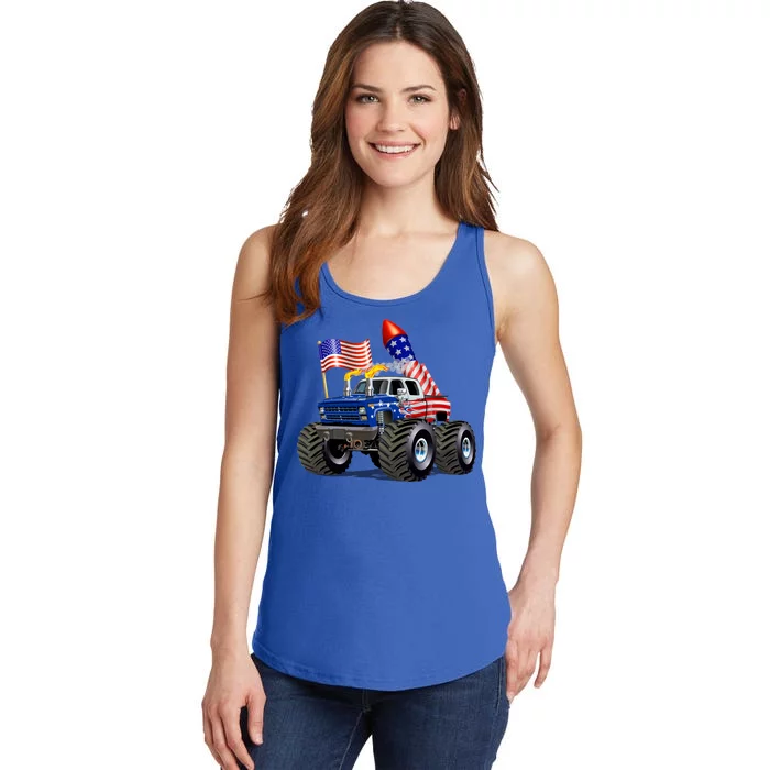 4th Of July Firecracker Monster Truck Ladies Essential Tank