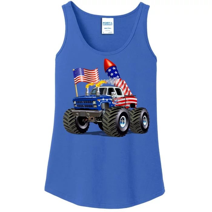 4th Of July Firecracker Monster Truck Ladies Essential Tank