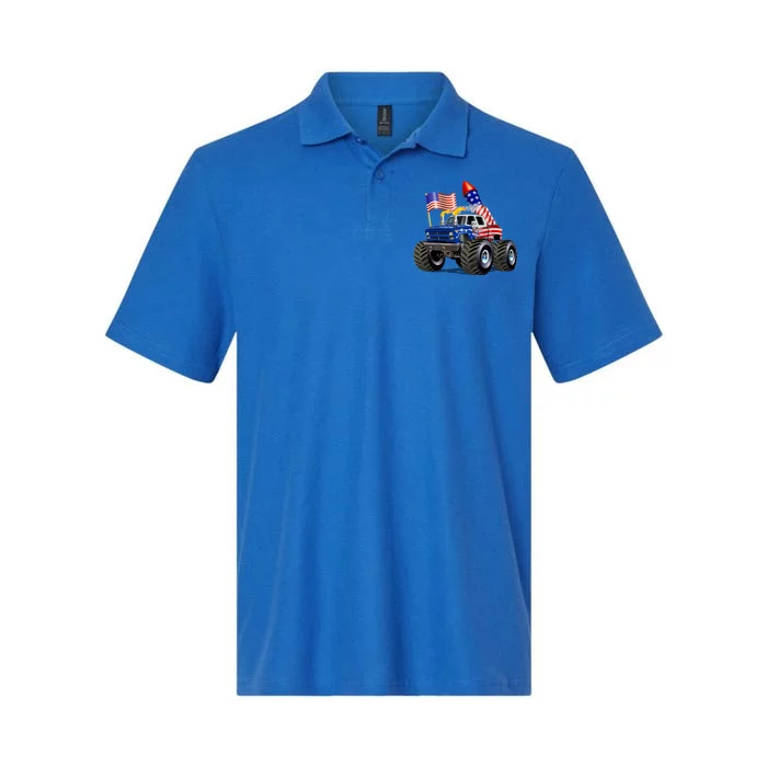 4th Of July Firecracker Monster Truck Softstyle Adult Sport Polo