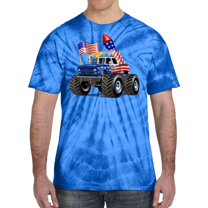 4th Of July Firecracker Monster Truck Tie-Dye T-Shirt