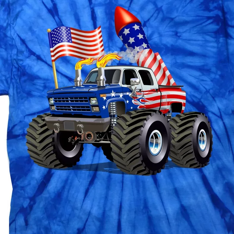 4th Of July Firecracker Monster Truck Tie-Dye T-Shirt