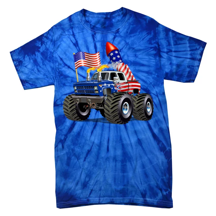 4th Of July Firecracker Monster Truck Tie-Dye T-Shirt