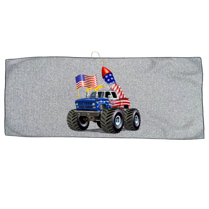 4th Of July Firecracker Monster Truck Large Microfiber Waffle Golf Towel