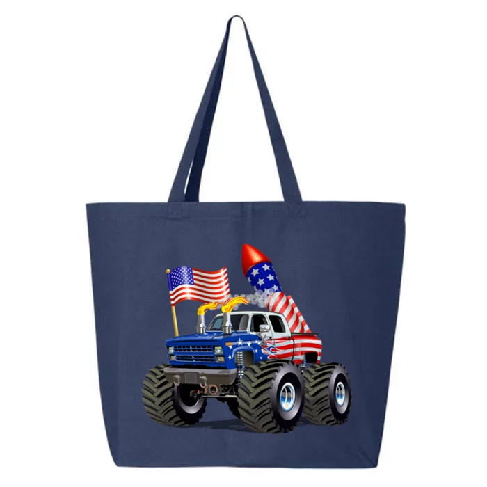 4th Of July Firecracker Monster Truck 25L Jumbo Tote