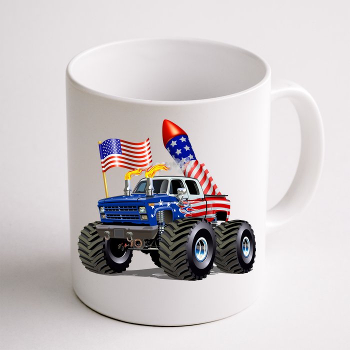 4th Of July Firecracker Monster Truck Front & Back Coffee Mug