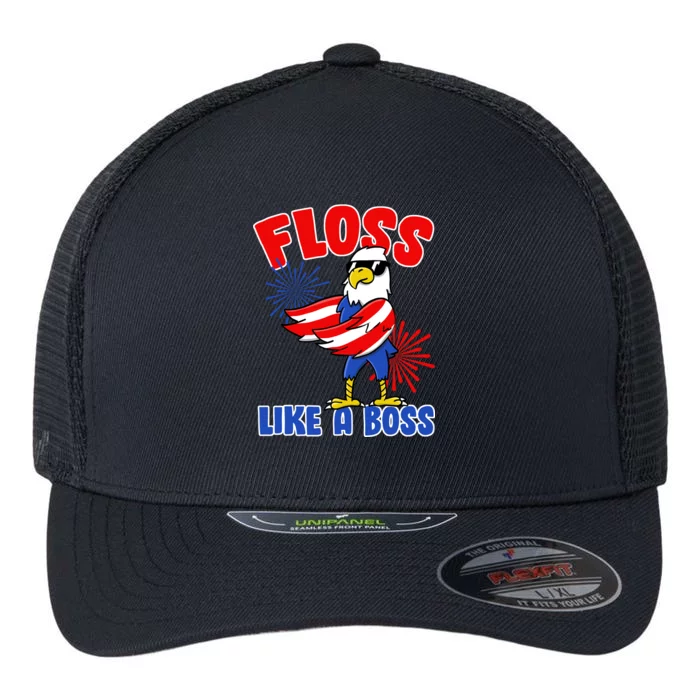 4th Of July Floss Like A Boss Eagle Flexfit Unipanel Trucker Cap