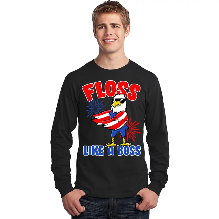 4th Of July Floss Like A Boss Eagle Long Sleeve Shirt