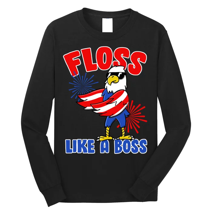 4th Of July Floss Like A Boss Eagle Long Sleeve Shirt