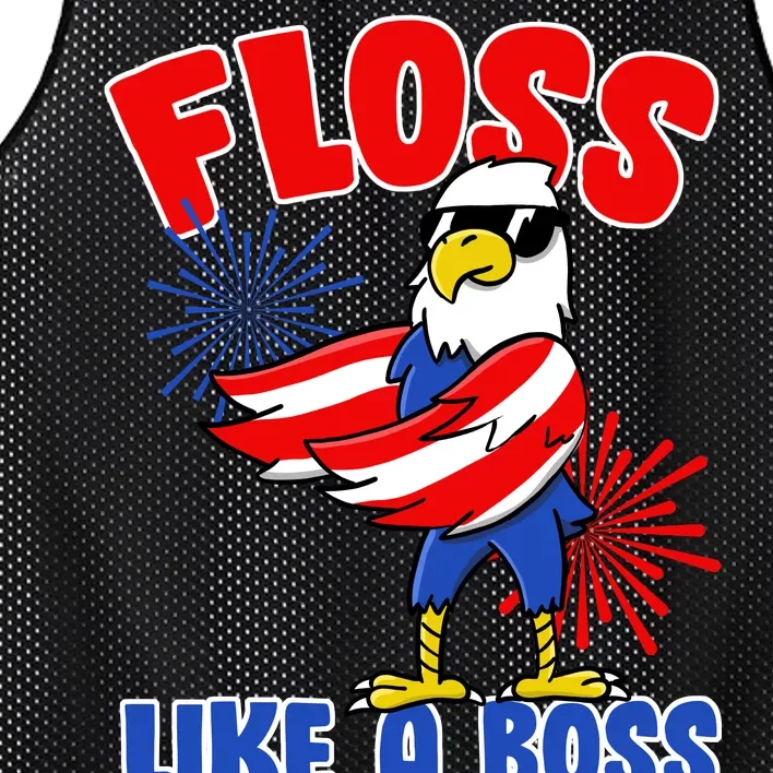 4th Of July Floss Like A Boss Eagle Mesh Reversible Basketball Jersey Tank