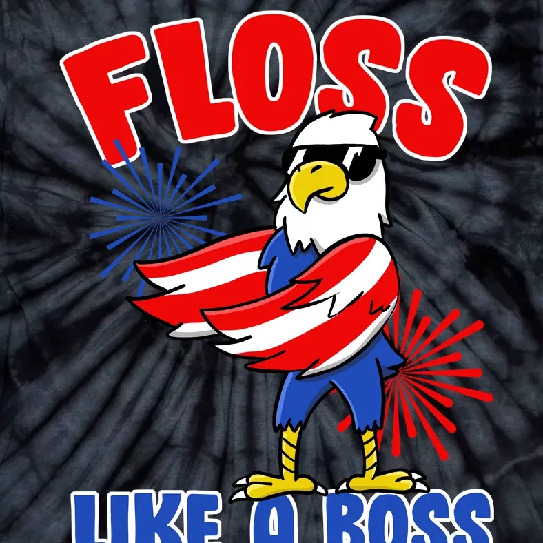 4th Of July Floss Like A Boss Eagle Tie-Dye T-Shirt