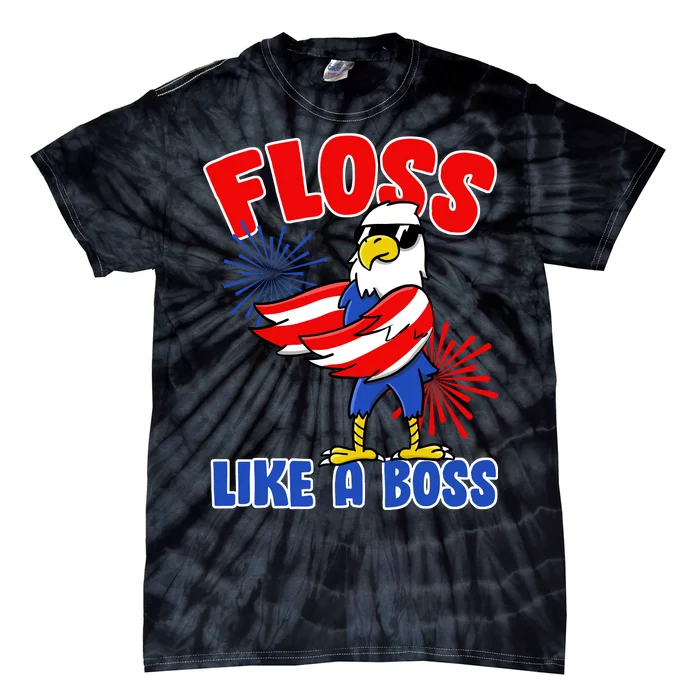 4th Of July Floss Like A Boss Eagle Tie-Dye T-Shirt