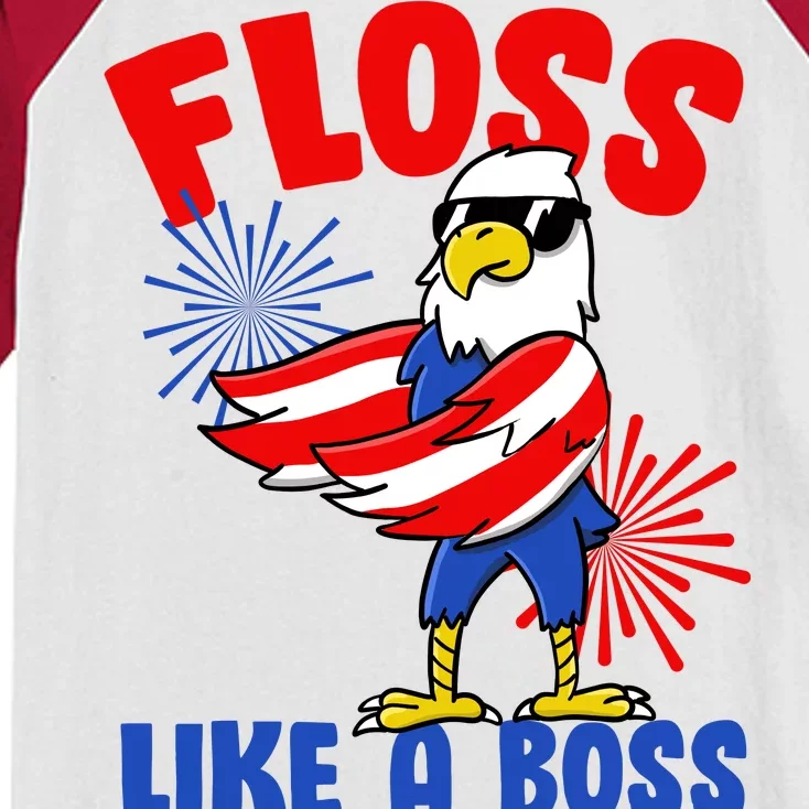 4th Of July Floss Like A Boss Eagle Kids Colorblock Raglan Jersey