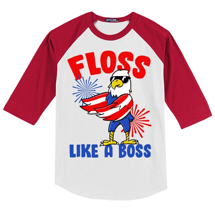 4th Of July Floss Like A Boss Eagle Kids Colorblock Raglan Jersey