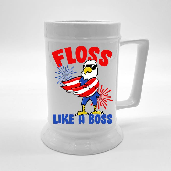 4th Of July Floss Like A Boss Eagle Front & Back Beer Stein