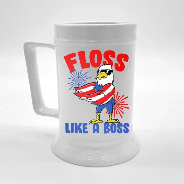 4th Of July Floss Like A Boss Eagle Front & Back Beer Stein